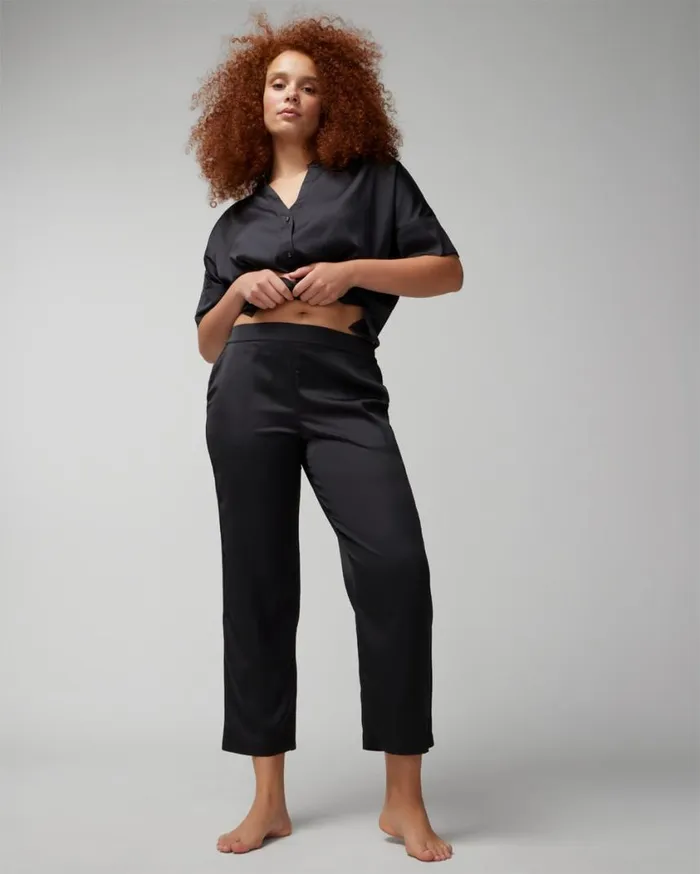 Soma Satin Ankle Pajama Pants Black Women Pajama Bottoms