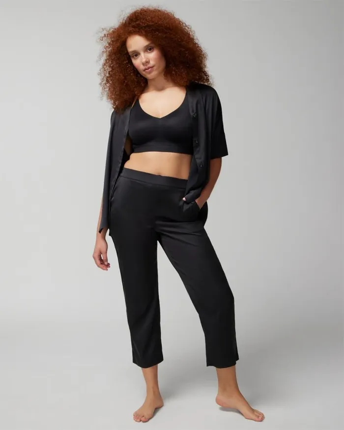 Soma Satin Ankle Pajama Pants Black Women Pajama Bottoms