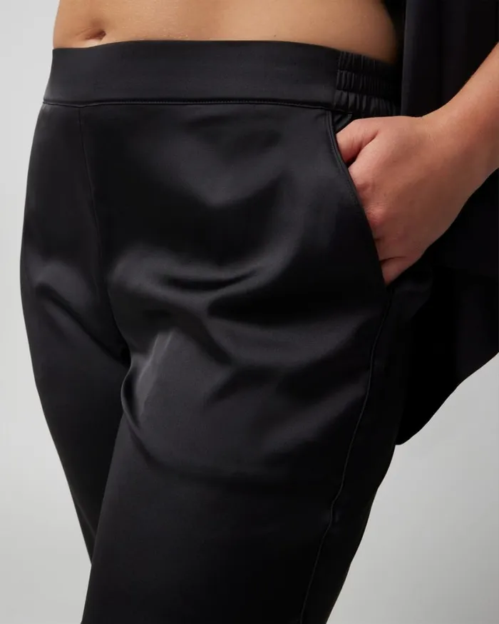 Soma Satin Ankle Pajama Pants Black Women Pajama Bottoms