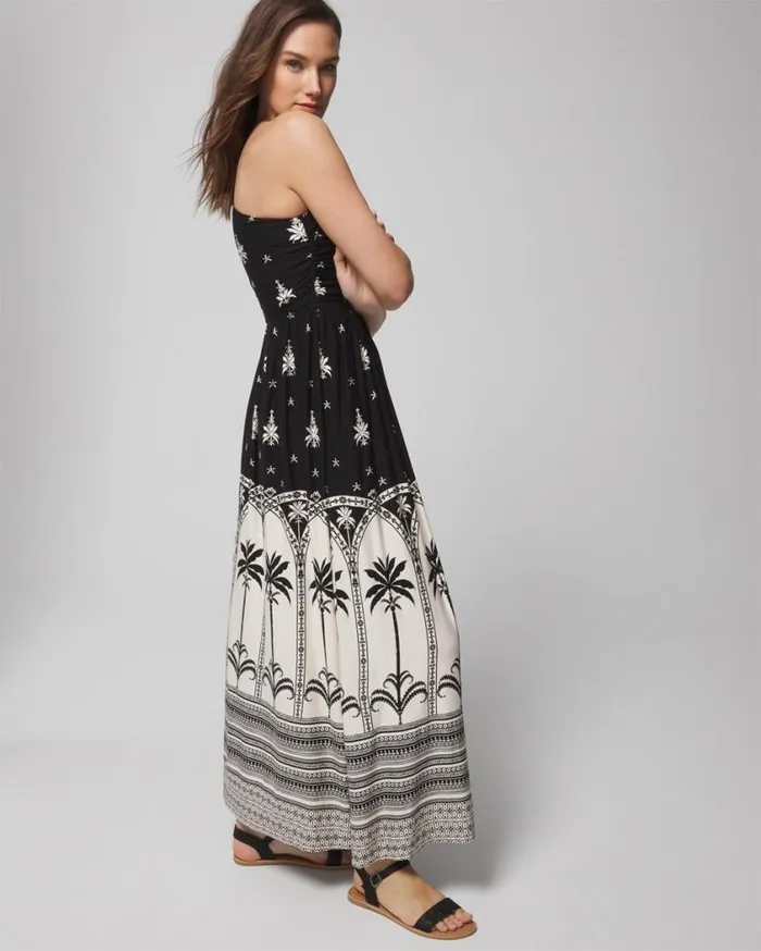 Soma Soft Jersey OneShoulder Knot Maxi Hermosa Palms G Bdr Black Women Long Dresses