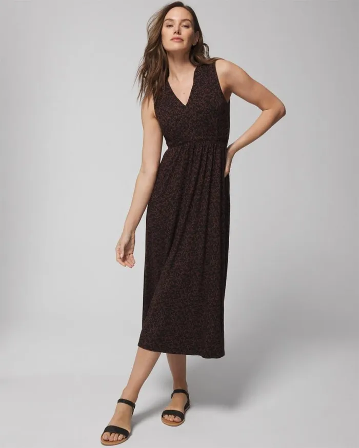 Soma Soft Jersey Tie Back Midi Dress Oasis Palms G Blackws Women Midi Dresses