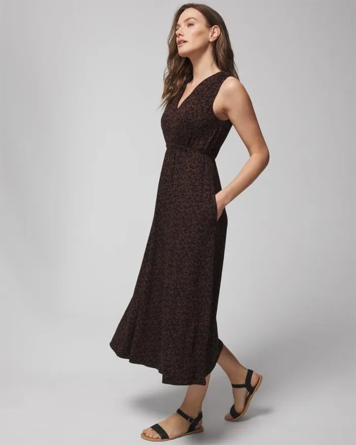 Soma Soft Jersey Tie Back Midi Dress Oasis Palms G Blackws Women Midi Dresses