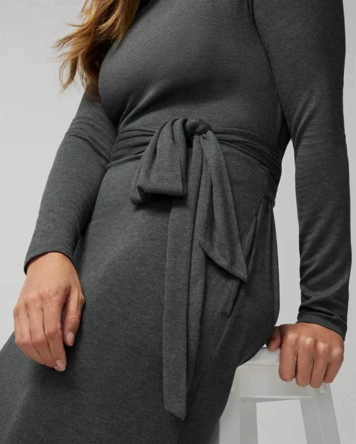 Soma Soft Jersey Wrap Midi Bra Dress Heather Quartz Women Midi Dresses