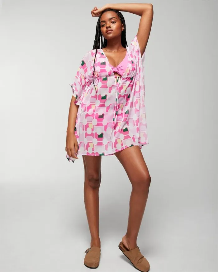 Soma Soma Swim Caftan Geo Fresco Tickled Pink Women Swim