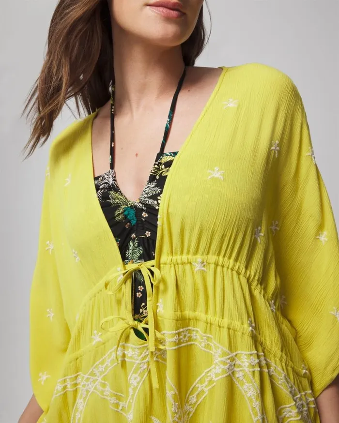 Soma Soma Swim Embroidered CoverUp Key Lime Women Coverups and Accessories