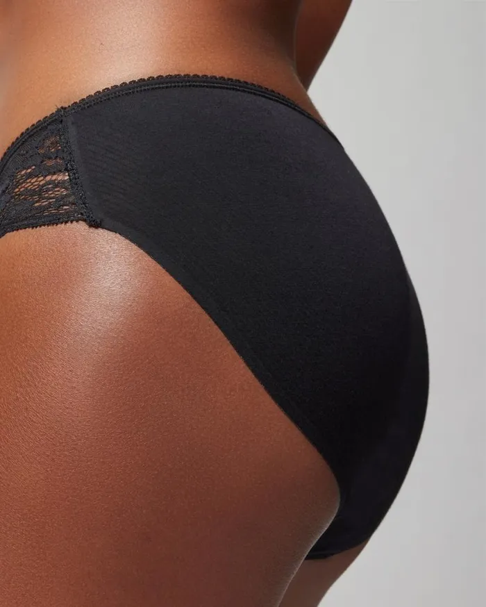 Soma Vanishing Edge Cotton Blend WLace Hipster Blackwarm Amber Women Panties