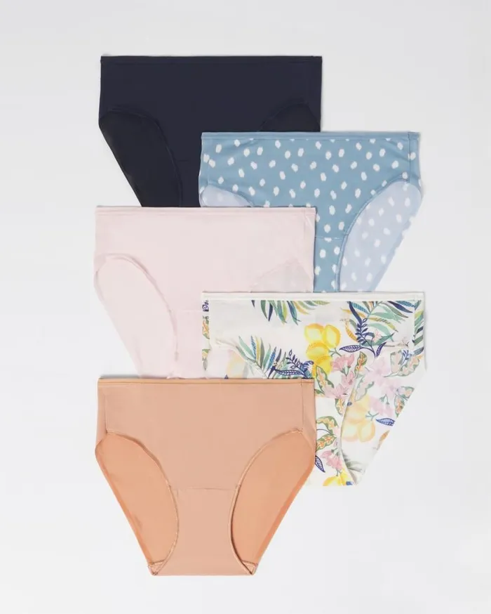 Soma Vanishing Edge Microfiber Hipster 5 Pack Lemon Squeeze Multipack Women Panties