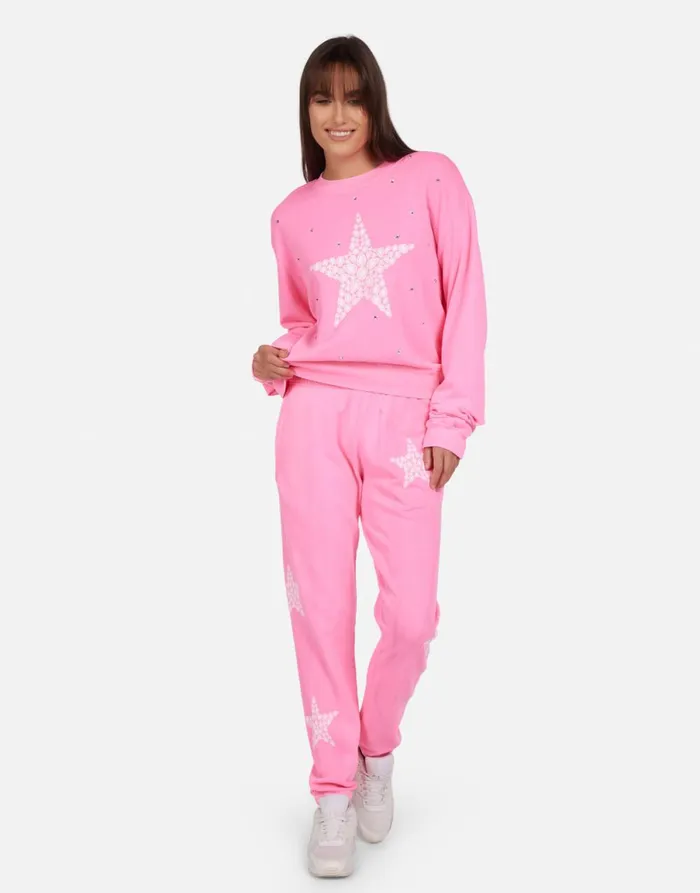 Spalding Diamond Star Neon Pink Women039s Lauren Moshi Long Sleeve