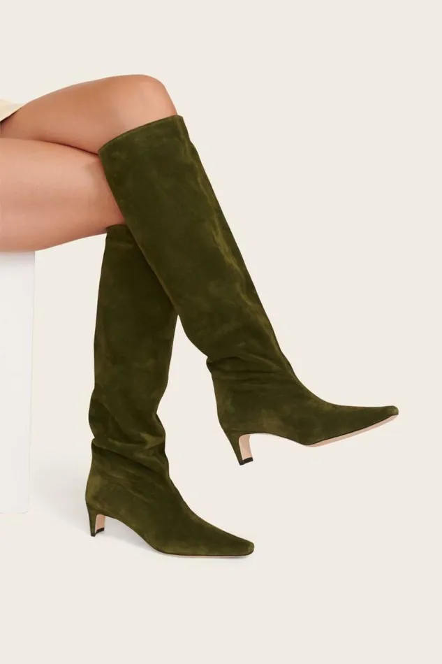 STAUD Boots WALLY BOOT Olive Suede 8211 Women STAUD Boots WALLY BOOT Olive Suede 8211 Women
