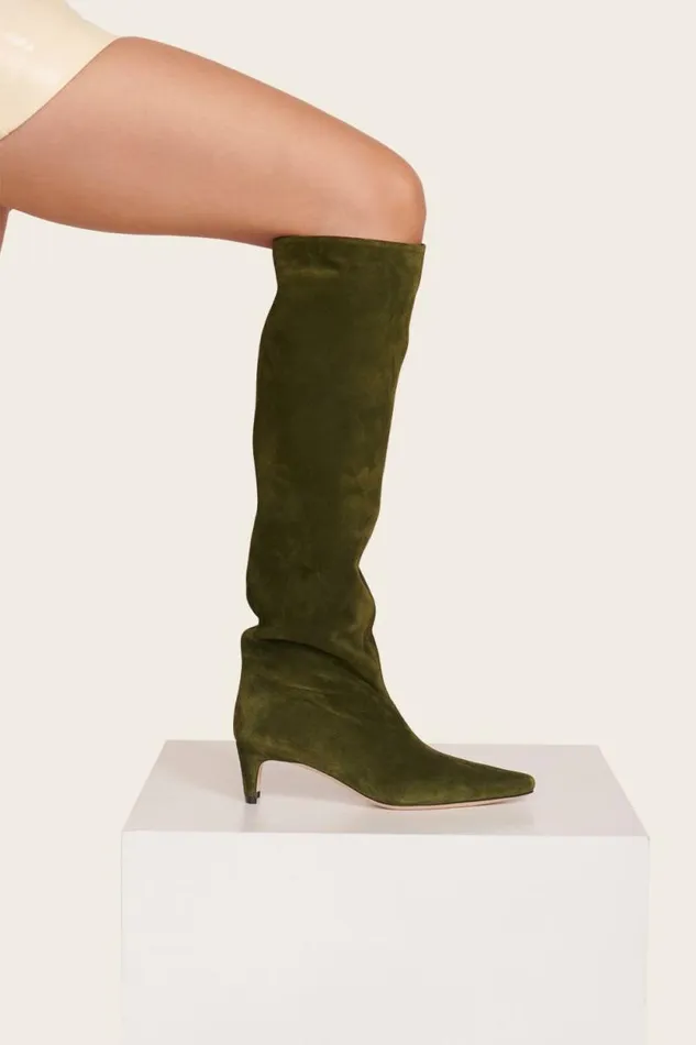 STAUD Boots WALLY BOOT Olive Suede 8211 Women STAUD Boots WALLY BOOT Olive Suede 8211 Women