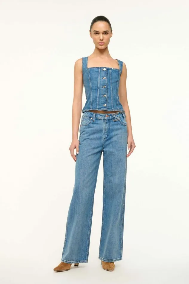 STAUD Denim WRANGLER TRUCKER TOP Indigo Wash 8211 Women