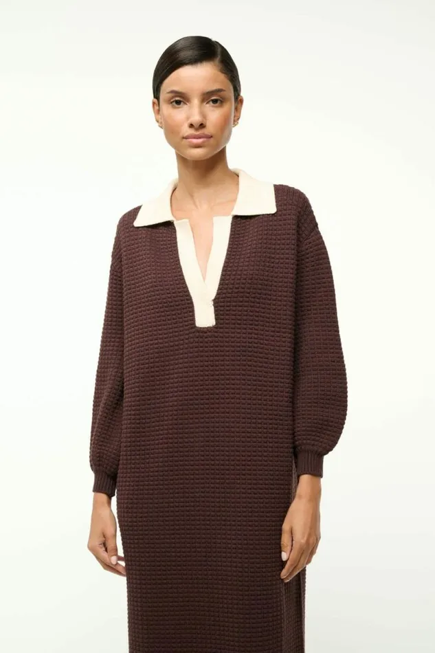 STAUD Dresses ALTEA DRESS Dark Chocolate Ivory 8211 Women