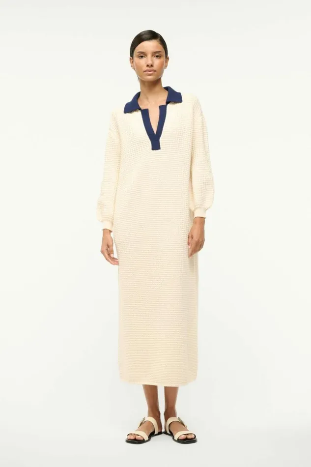 STAUD Dresses ALTEA DRESS Ivory Navy 8211 Women