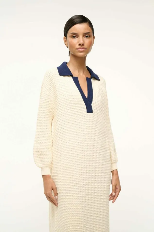 STAUD Dresses ALTEA DRESS Ivory Navy 8211 Women