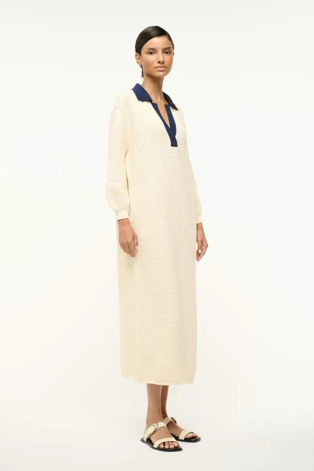 STAUD Dresses ALTEA DRESS Ivory Navy 8211 Women