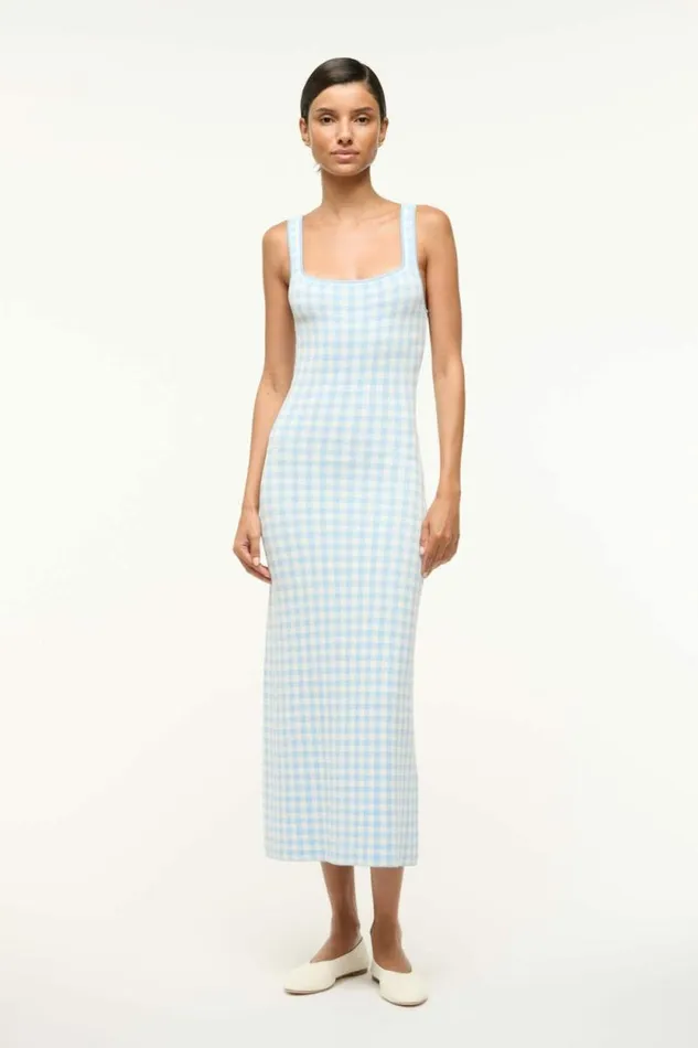 STAUD Dresses KATIE DRESS Sky Gingham 8211 Women