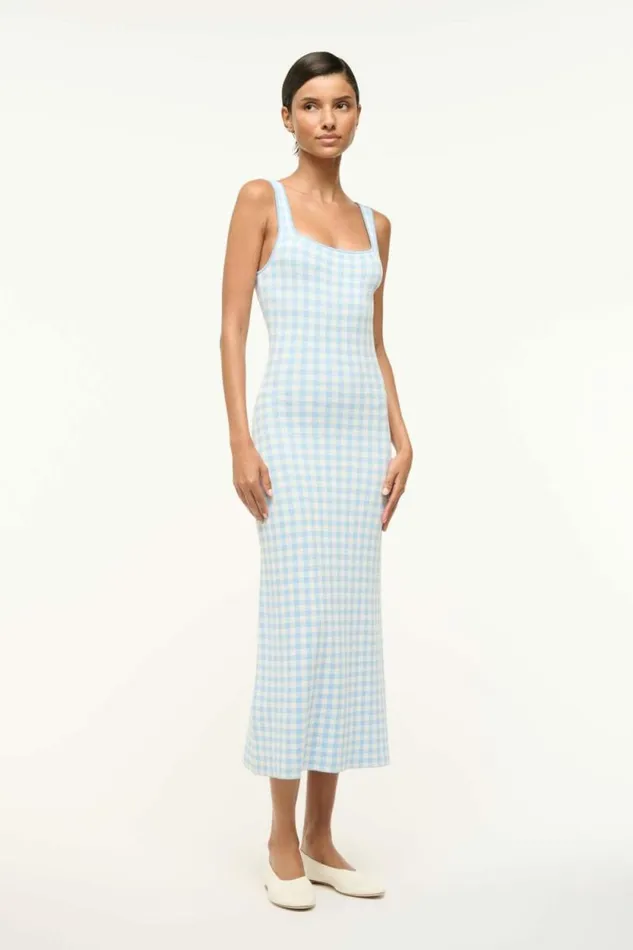 STAUD Dresses KATIE DRESS Sky Gingham 8211 Women