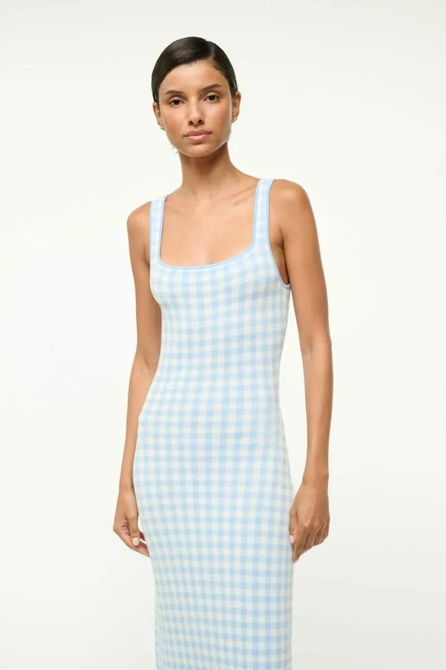 STAUD Dresses KATIE DRESS Sky Gingham 8211 Women