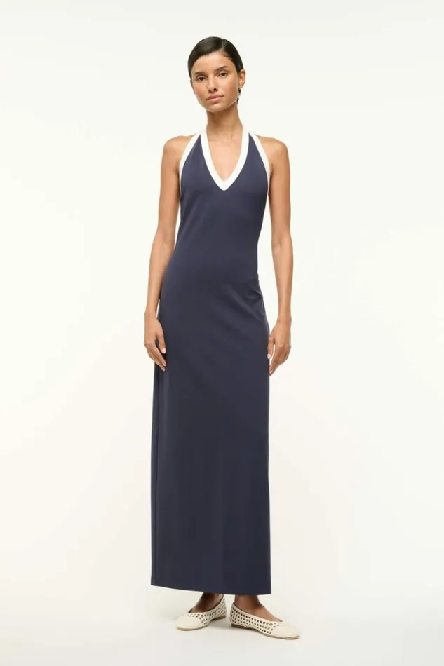 STAUD Dresses NAOMI DRESS Navy White 8211 Women