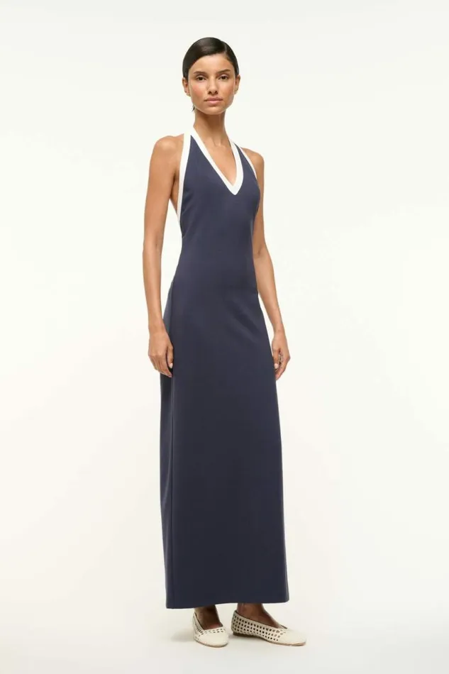 STAUD Dresses NAOMI DRESS Navy White 8211 Women
