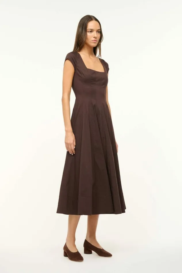 STAUD Dresses SHORT SLEEVE WELLS DRESS Earth 8211 Women