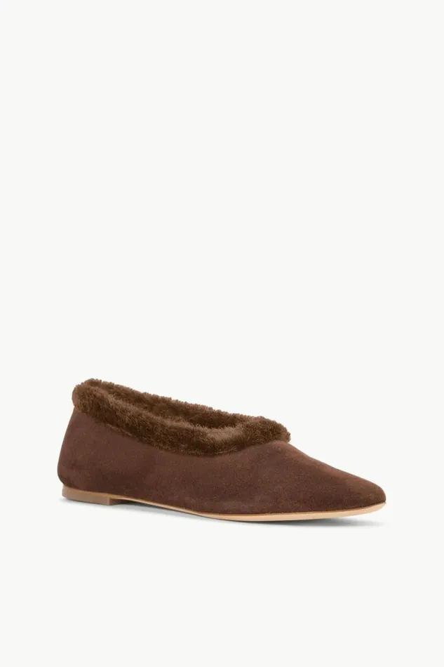 STAUD Mules and Flats ALBA FAUX FUR TRIM BALLET FLAT Mahogany 8211 Women STAUD Mules and Flats ALBA FAUX FUR TRIM BALLET FLAT Mahogany 8211 Women