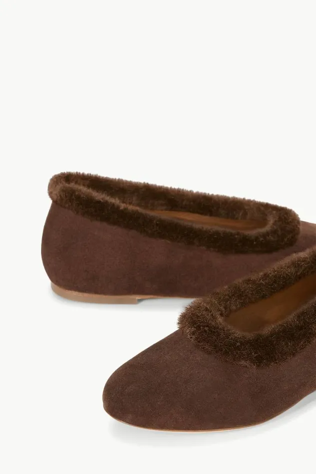 STAUD Mules and Flats ALBA FAUX FUR TRIM BALLET FLAT Mahogany 8211 Women STAUD Mules and Flats ALBA FAUX FUR TRIM BALLET FLAT Mahogany 8211 Women