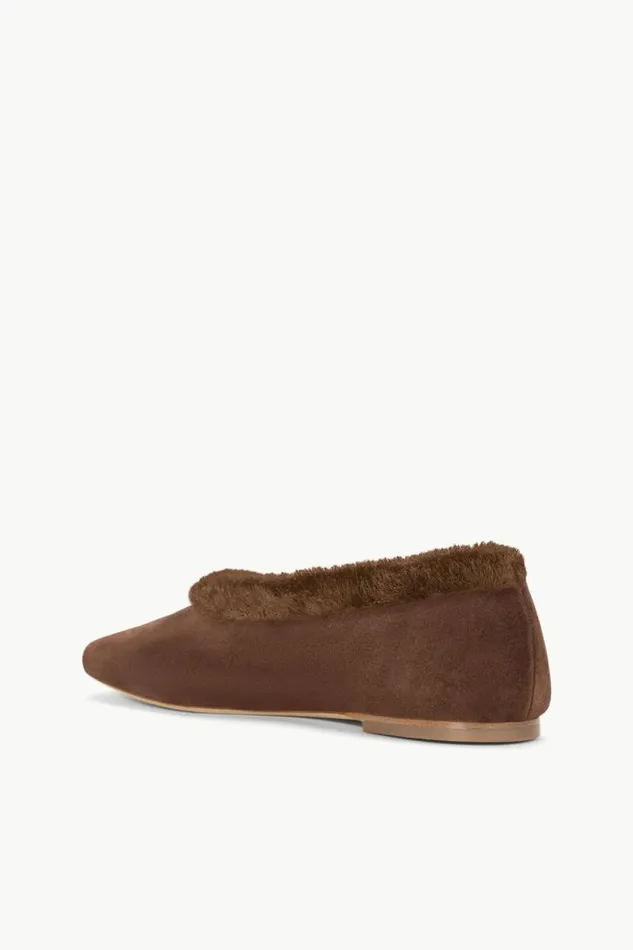 STAUD Mules and Flats ALBA FAUX FUR TRIM BALLET FLAT Mahogany 8211 Women STAUD Mules and Flats ALBA FAUX FUR TRIM BALLET FLAT Mahogany 8211 Women