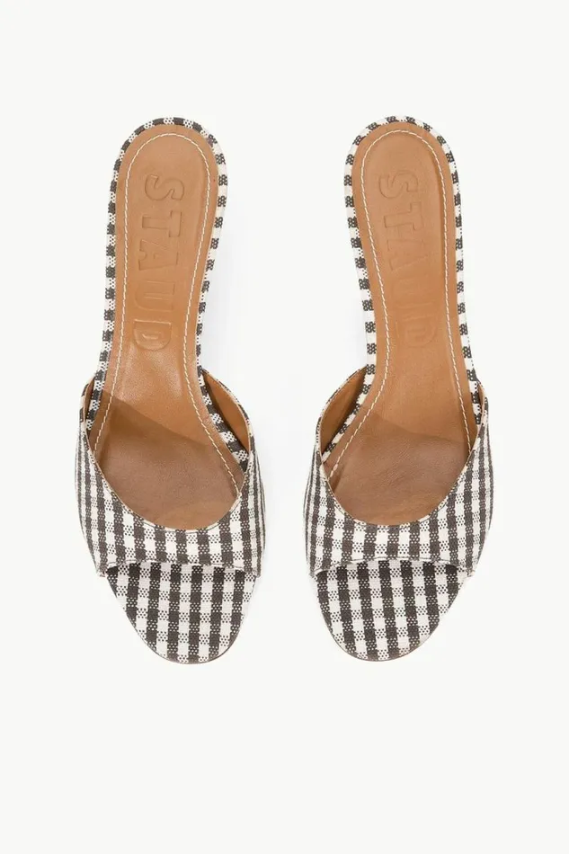 STAUD Mules and Flats BRIGITTE MULE Dark Chocolate Micro Check 8211 Women STAUD Mules and Flats BRIGITTE MULE Dark Chocolate Micro Check 8211 Women