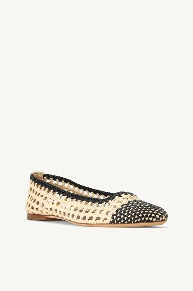 STAUD Mules and Flats NELL CROCHET BALLERINA Cream Black 8211 Women