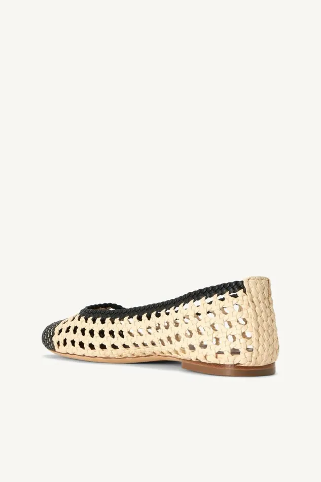 STAUD Mules and Flats NELL CROCHET BALLERINA Cream Black 8211 Women