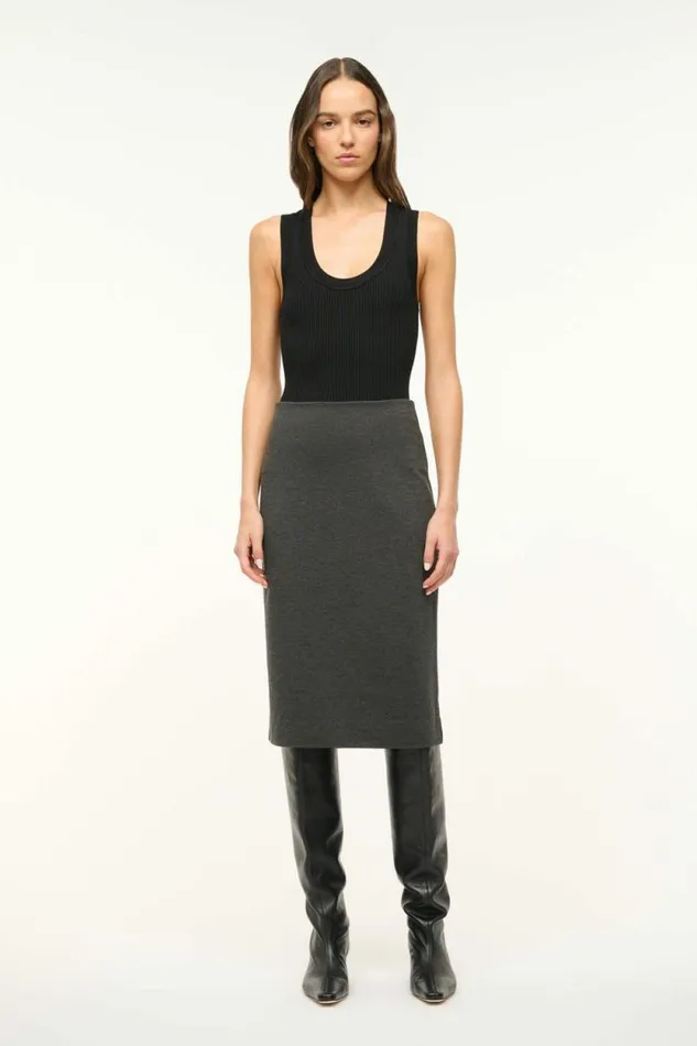 STAUD Skirts PASCALE PENCIL SKIRT Heather Grey 8211 Women