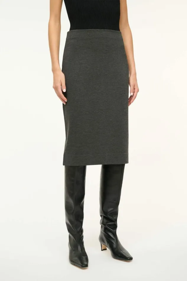 STAUD Skirts PASCALE PENCIL SKIRT Heather Grey 8211 Women