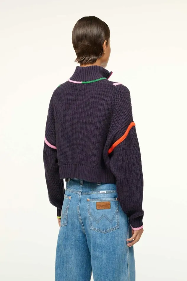 STAUD Sweaters CROPPED HAMPTON SWEATER Navy Multi 8211 Women