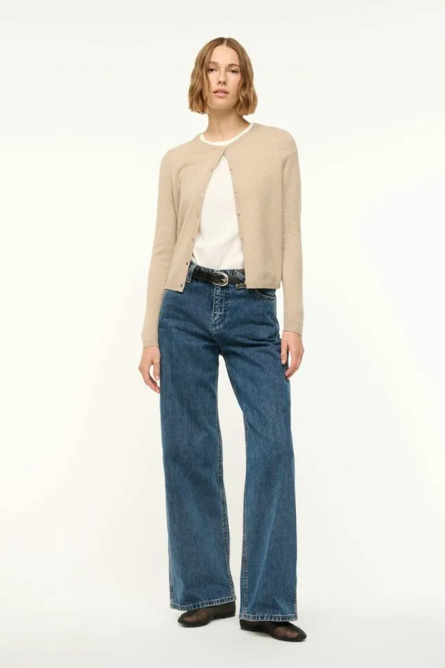 STAUD Sweaters MIDNIGHT CASHMERE CARDIGAN Stone 8211 Women