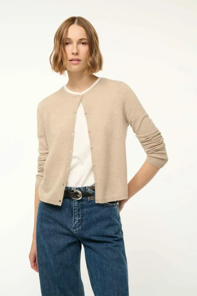 STAUD Sweaters MIDNIGHT CASHMERE CARDIGAN Stone 8211 Women STAUD Sweaters MIDNIGHT CASHMERE CARDIGAN Stone 8211 Women