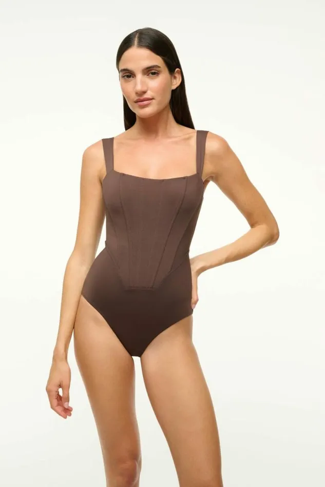 STAUD Swim ADELAIDE ONE PIECE Dark Chocolate 8211 Women