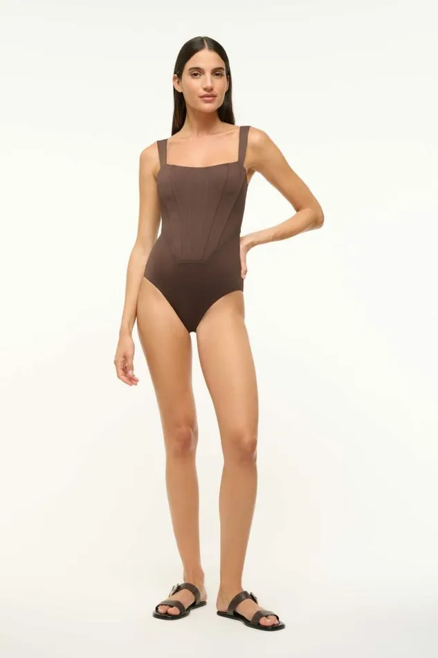 STAUD Swim ADELAIDE ONE PIECE Dark Chocolate 8211 Women STAUD Swim ADELAIDE ONE PIECE Dark Chocolate 8211 Women