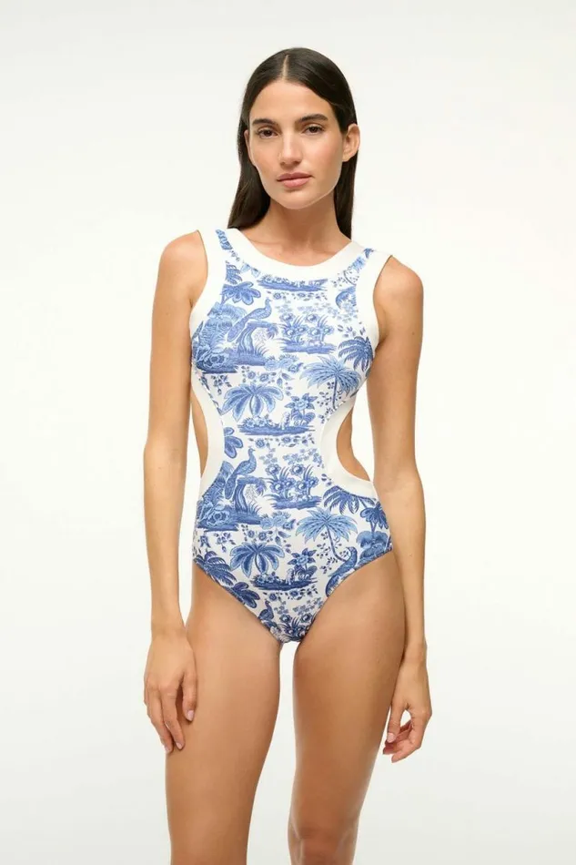 STAUD Swim DOLCE ONE PIECE Blue Toile 8211 Women