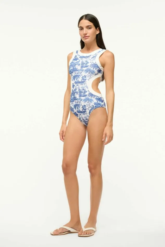 STAUD Swim DOLCE ONE PIECE Blue Toile 8211 Women