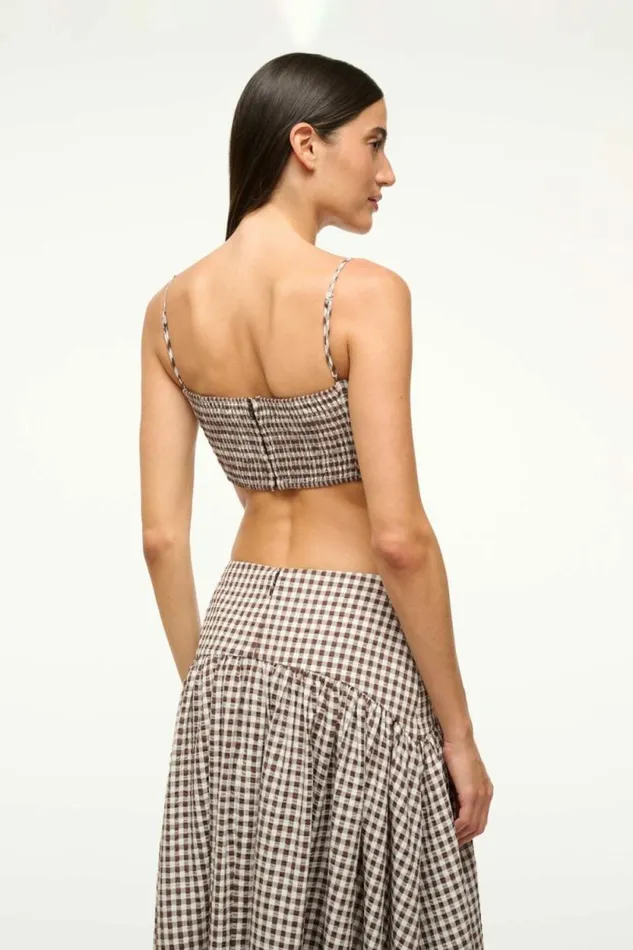 STAUD Swim FEDERICO TANK Dark Chocolate Gingham 8211 Women