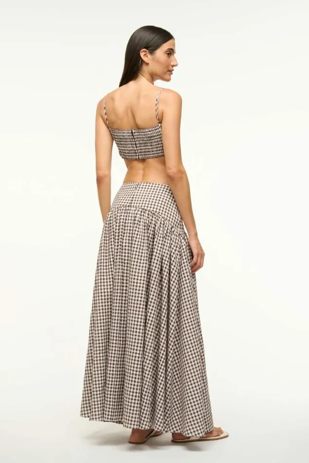STAUD Swim FEDERICO TANK Dark Chocolate Gingham 8211 Women