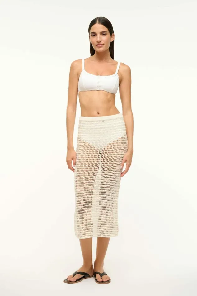 STAUD Swim INES COVERUP SKIRT Ivory 8211 Women