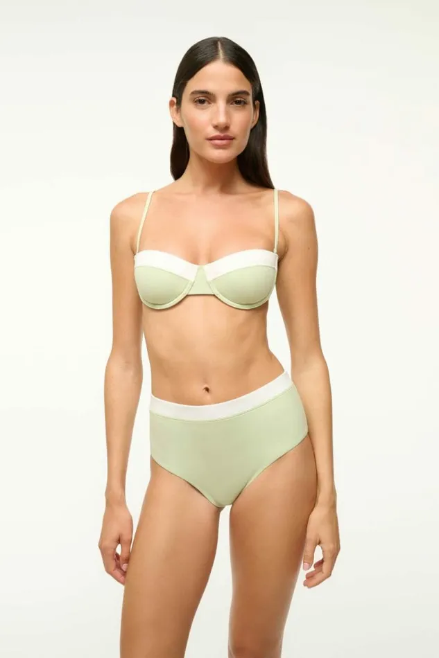 STAUD Swim JO BALCONETTE BIKINI TOP Pale Jade White 8211 Women