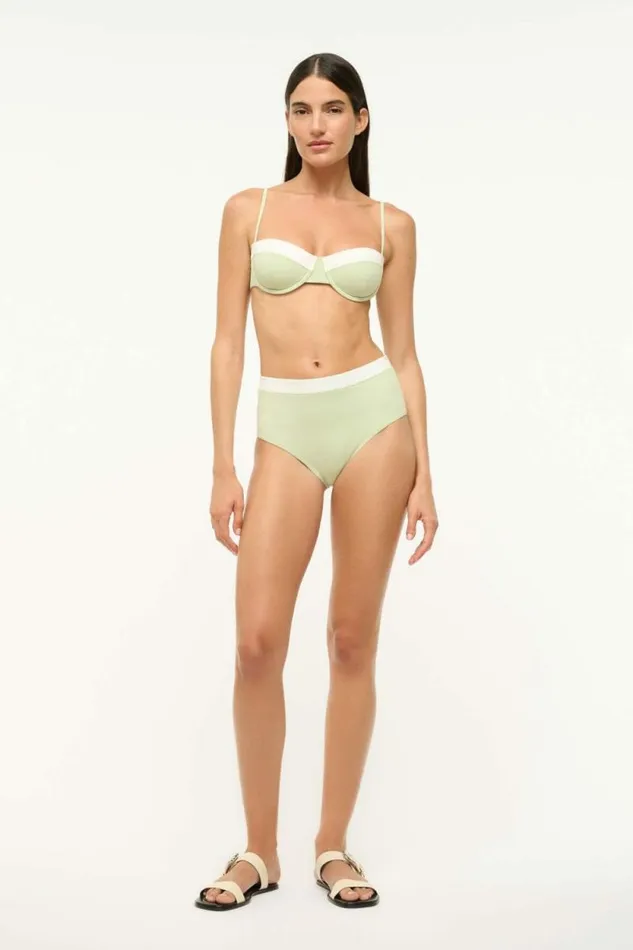 STAUD Swim JO BALCONETTE BIKINI TOP Pale Jade White 8211 Women