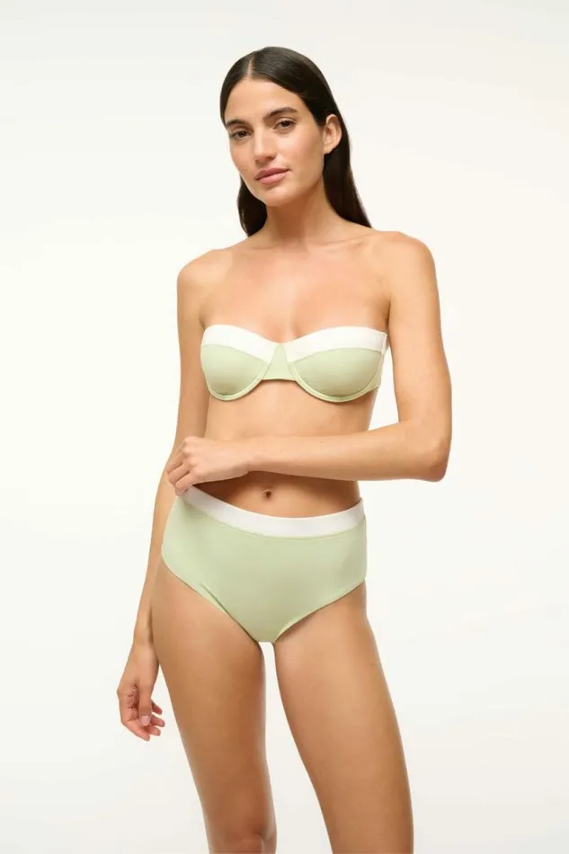 STAUD Swim JO BALCONETTE BIKINI TOP Pale Jade White 8211 Women