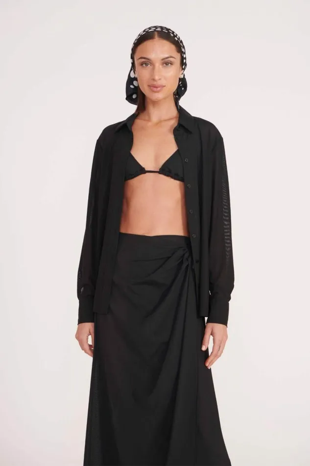 STAUD Swim MIRIAM COVERUP TOP Black 8211 Women
