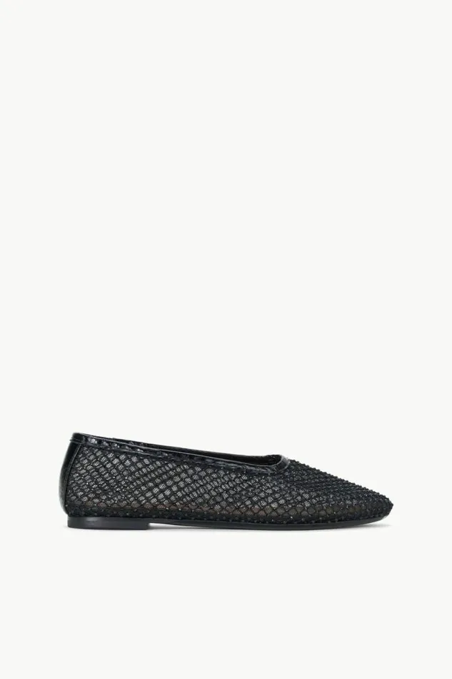 STAUD The Evening Edit ALBA BALLET FLAT Black Crystal Mesh 8211 Women