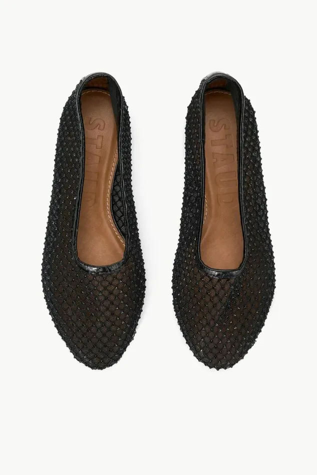 STAUD The Evening Edit ALBA BALLET FLAT Black Crystal Mesh 8211 Women STAUD The Evening Edit ALBA BALLET FLAT Black Crystal Mesh 8211 Women