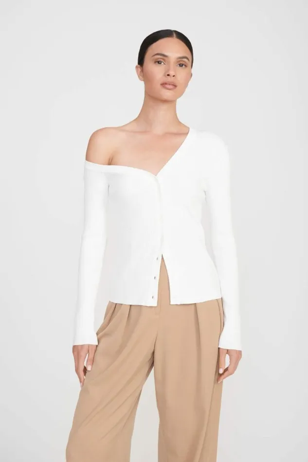 STAUD Tops CRAFTSMAN SWEATER Ivory 8211 Women
